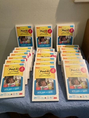 25 NEW 3M Post-It Picture Paper Gloss 4x6 25 Pack Print, Peel, Stick Photo Paper - Image 1 of 4