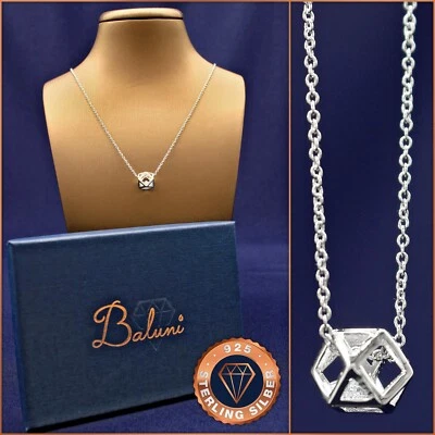 Halskette mit Würfel-Anhänger 925 Sterling-Silber, + Etui, Geschenk Weihnachten - Bild 1 von 4