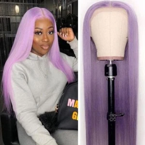 Women Lace Front Wig13×2.5 Long Straight Light Purple Synthetic Wigs Party Sexy - Picture 1 of 12