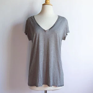 Michael Stars V-Neck Metallic Tee T-Shirt in Silver/Gray One Size (M/L) - Picture 1 of 9