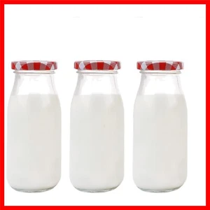 250ml Decorative Glass Bottles with Airtight Gingham Lids - Perfect for Gifting - Picture 1 of 10