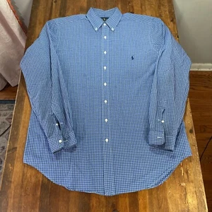 Ralph Lauren Shirt Mens Large Tall LT Blue Plaid Button Up Casual Preppy - Picture 1 of 13