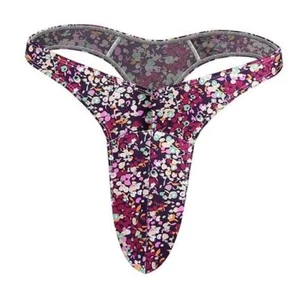 Men G-Strings Thongs Exotic Stretch Sexy Underwear One Size Floral Purple - Picture 1 of 7