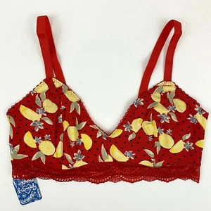 Free People Mari Printed Bralette Red Cherry Combo Lightweight Bra Size L NWT - Picture 1 of 9