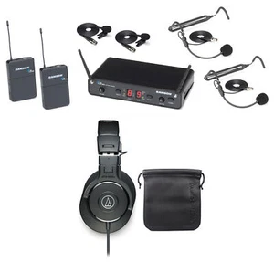 Samson Concert 288 Presentation Headset+Lav Mics+Audio Technica ATH Headphones - Picture 1 of 11