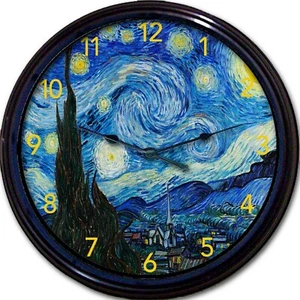 "Noche estrellada Van Gogh artista Reloj de pared pintura estrellas luna nuevo 10" - Imagen 1 de 2