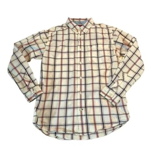 Tommy Hilfiger Boys Medium Red White Blue Plaid Long Sleeve Button Down Shirt - Picture 1 of 10
