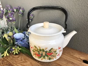 Vintage decorated enamel kettle or tea-pot in good condition./11 - Picture 1 of 14