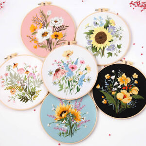 Embroidery Cross Stitch Kit Set for Beginners-Handmade Floral Plants Pattern DIY