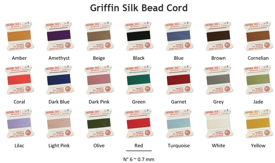 Cordón de cuentas de seda natural Griffin de hilo de cuentas talla #6 Foto 1 de 1