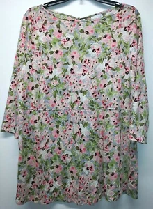 J Jill Love Linen Tunic Size L Petite Tie Back Multicolor Floral - Picture 1 of 7