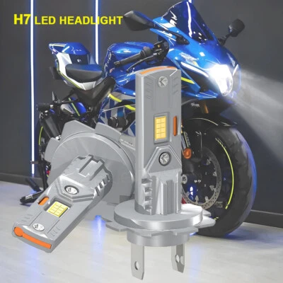 Qty 2 H7 LED Headlight Bulbs Lamp 6000K White For Yamaha FZ6 2004 2005-2008 2009 - Image 1 of 4