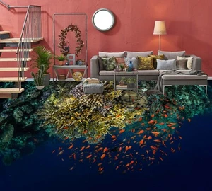 3D Ocean Fish 40RAIN37 Floor WallPaper Murals Wall Print Decal AJ Honey - Picture 1 of 5