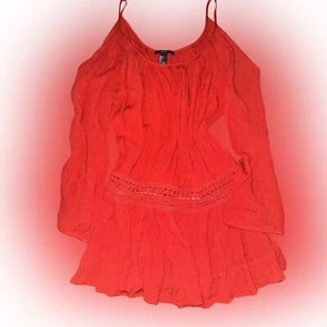 Forever 21 Burnt Orange/ Burgundy Cold Shoulder Peasant Shirt Size Large NWOT - Picture 1 of 3