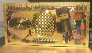 Minecraft 23kt Gold Plated $1,000,000 Banknote - Picture 1 of 4