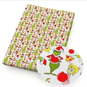 Christmas FAUX LEATHER SHEET 8" x 12" 1228184 Green Santa Movie LITCHI TEXTURE - Picture 1 of 1