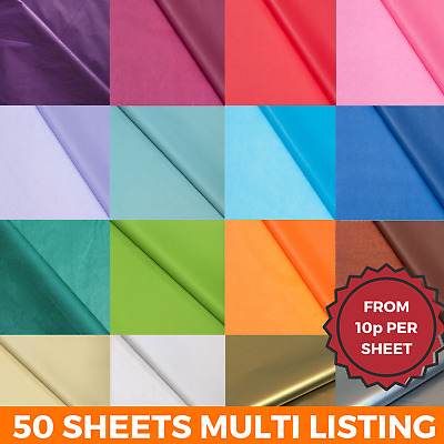 TISSUE PAPER 50 SHEETS LARGE ACID FREE QUALITY SHEETS BIO 50x75 20 COLOURS • 5.29£