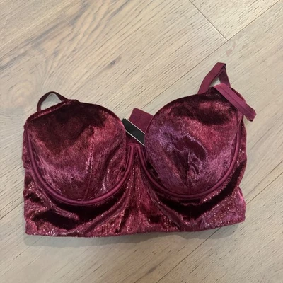 Victoria's Secret очень сексуальный балконет бюстгальтер бархат бордовое вино 34D - Изображение 1 из 4