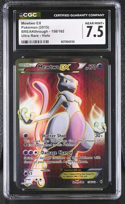 CGC 7.5 Mewtwo EX 2015 BREAKthrough 158/162 Ultra Rare Holo Pokemon Card - Image 1 of 2