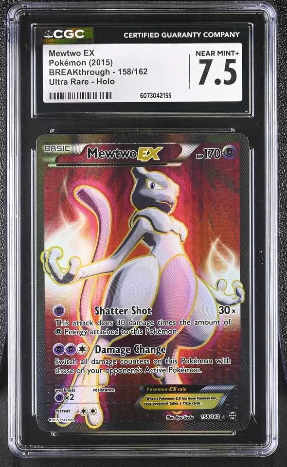 CGC 7.5 Mewtwo EX 2015 BREAKthrough 158/162 Ultra Rare Holo Pokemon Card - Image 1 of 2