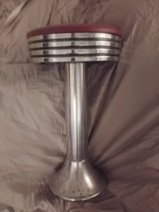 Vintage Chrome Bar Stool with Red Cushion - Picture 1 of 11