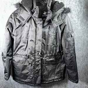 Beverly Hills Polo Club Damen schwarz Kapuze wasserdicht Winter Parka Mantel XLarge - Bild 1 von 9