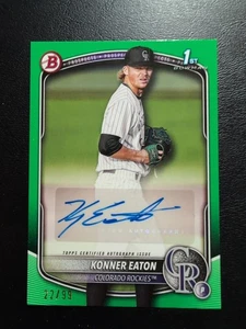 2025 Bowman Baseball Konner Eaton Bowman 1st Auto /99 Green Colorado Rockies - Picture 1 of 3