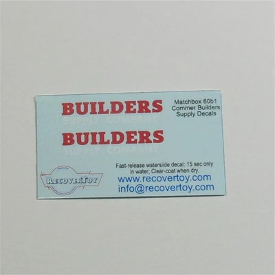 Juego de calcomanías precortadas Matchbox Lesney 60a2 Morris Builders Supply recogida de texto blanco Foto 1 de 3