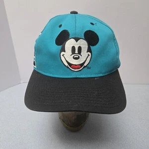 Vintage 90s Mickey Mouse Disney Store Teal Snapback Hat Cap Twill Spellout - Picture 1 of 6