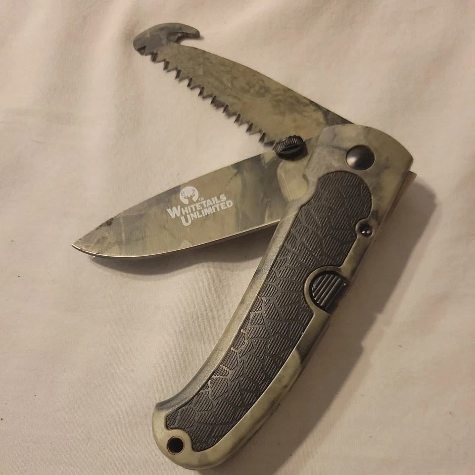 Cuchillo de caza plegable multi hoja ilimitado Whitetails sierra militar táctica camuflaje Foto 1 de 4