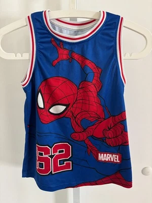 Spiderman Basketball Jersey Kids Sz 10 Blue Red Sleeveless Marvel Shirt - Image 1 of 3