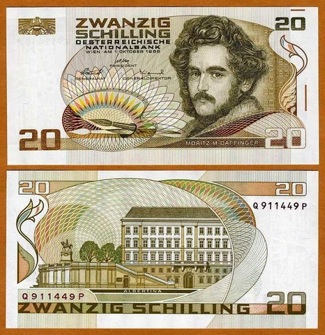 Austria, 20 schillings, 1986, P-148, last pre-Euro, UNC Cover