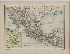 1900er Jahre Karte Mexiko, Amerika 2-seitig John Bartholomew Edinburgh Geographisches Institut - Bild 1 von 2