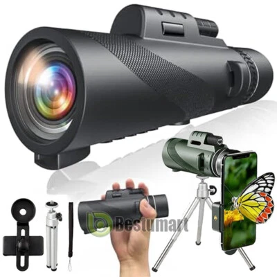 Monocular Telescope 80x100 Day / Night Prism Lenses Portable Powerful Binoculars - Image 1 of 4