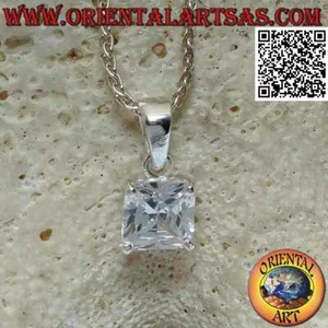 Ciondolo in argento 925‰ punto luce di zircone quadrato incastonato - Foto 1 di 6