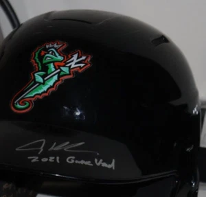 Adley Rutschman Spiel gebrauchter Helm Norfolk Tides Orioles handsignierter Helm JSA - Bild 1 von 10