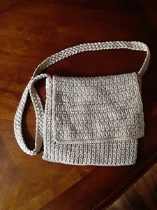 "Bolso de hombro cruzado de ganchillo informal forrado con cremallera tostado 7"" por 7""" - Imagen 1 de 3