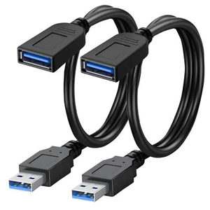 2 Pack Short Length 1 Feet Usb 3.0 Extension Cable Usb 3.0 A Male To Female Exte - Picture 1 of 8