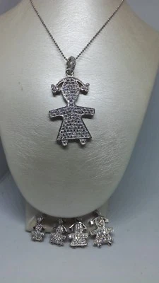 COLLANA CIONDOLO DONNA BEBE' ARGENTO BIMBA ZIRCONI BIANCHI VARIE MISURE - Immagine 1 di 3