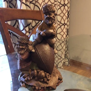 Vintage Tom Clark Football Playing Gnomes Sculpture 1989 Signed Retired Handpain - Picture 1 of 17