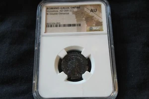 ROMANO GALLIC EMPIRE VICTORINUS NGC AU BILLON DOUBLE - DENARIUS 269 - 271 AD  - Picture 1 of 4