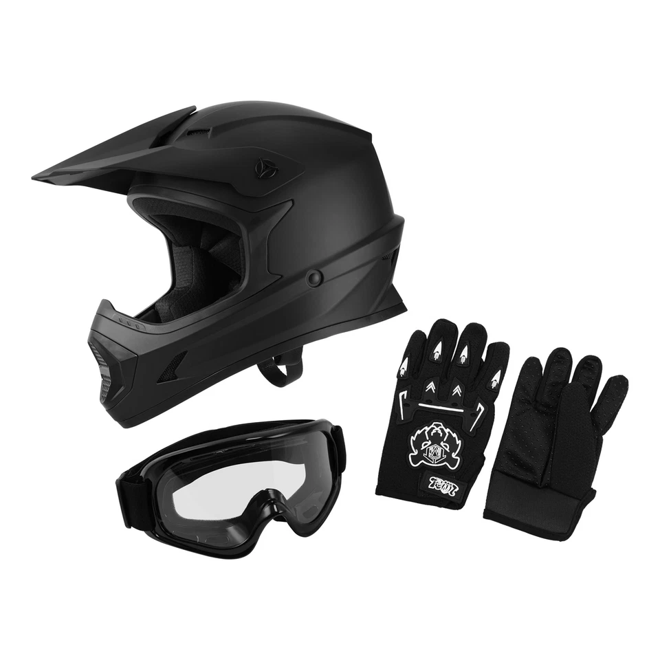 Casco juvenil DOT niños cara completa todoterreno moto todoterreno ATV motocross S/M/L/XL negro Foto 1 de 4