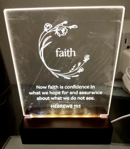 Joyce Meyer Ministries Lighted Inspirational FAITH Plaque w/ Hebrews 11:1 Quote - Picture 1 of 3