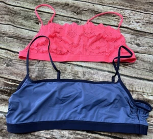 Coppia 2 Bralette Aerie Bandeau Regolabili Rosa/Blu Taglia Media Non Imbottite - Foto 1 di 9