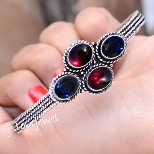 VALENTINO Bracciale Bracciale Aspetto Argento Sterling 925 Tanzanite Granato Rosso Granato Rosso