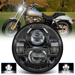 1x 5.75" 5-3/4 inch LED Headlight Hi/Lo Beam Motorcycle Front Headlamp Projector - Picture 1 of 12