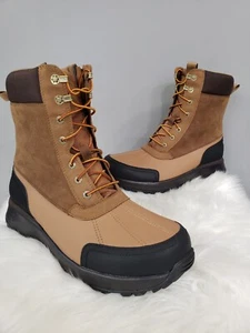NEW Size 13 UGG Emmett Duck Boot Brown Leather Waterproof Lace Up Men's Boots - Picture 1 of 8