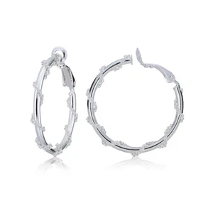 Sterling Silver Chain Wrap Clip-On Hoop Earrings, 20mm - Picture 1 of 4