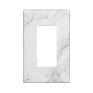 White Marble Wall Plate Decorative Single Rocker Outlet Light Switch Cover 1gang - Picture 1 of 6