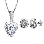 Women's Pendant 925 Sterling Silver Heart Stud Earrings Chain Necklace Jewellery